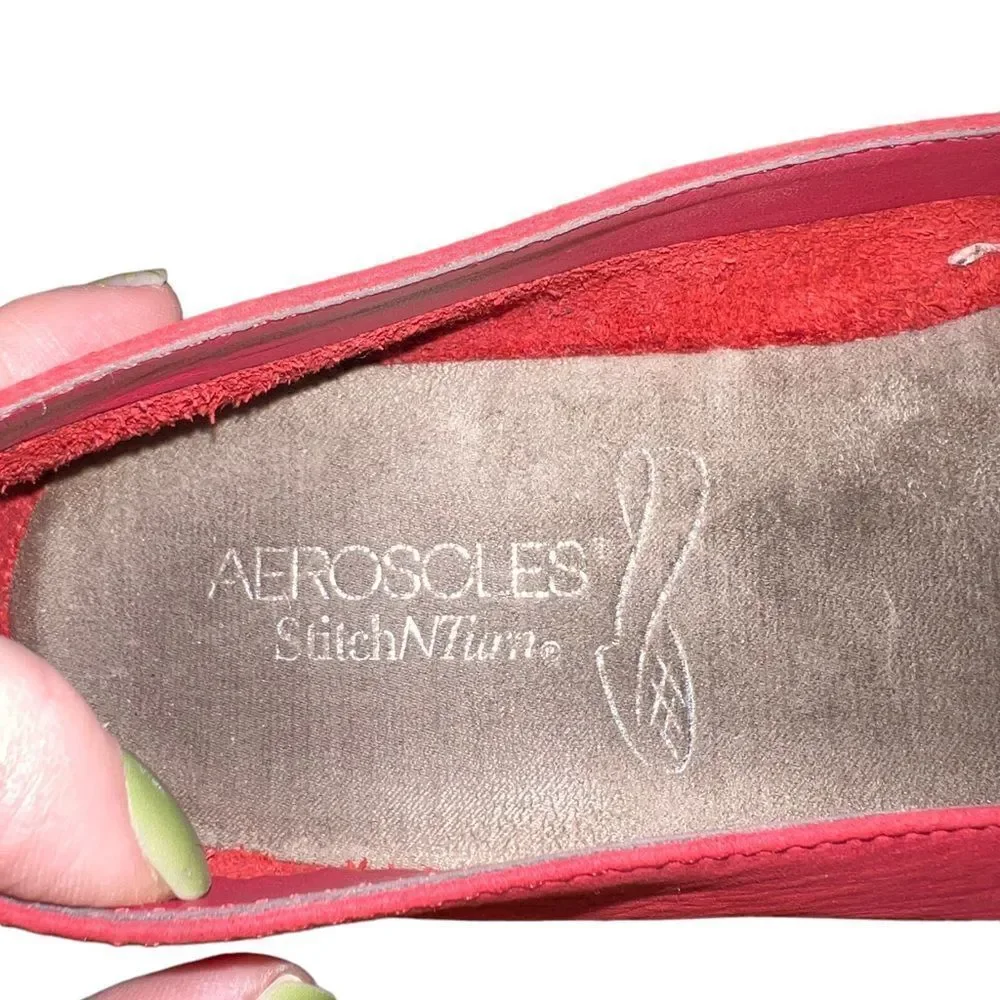 Aerosoles red suede minimalist‎ comfort office flats women’s size 9